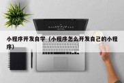 小程序开发自学（小程序怎么开发自己的小程序）